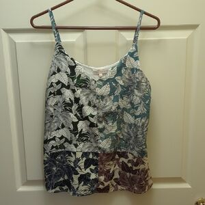 Skies Are Blue Multicolor Leaf Print Cami